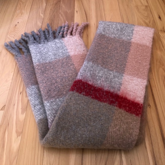 Mango Accessories - MANGO plaid pink blanket scarf - one size